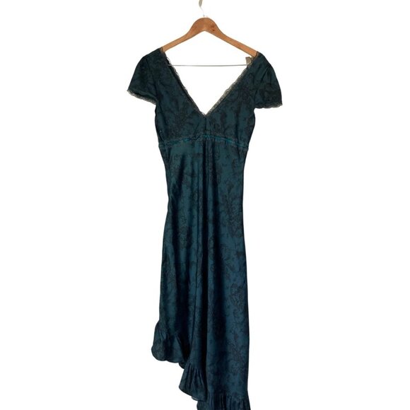 Kimchi Blue Cora Lace-Trim Asymmetrical Midi Dress Navy Cherub Print L - Picture 4 of 7